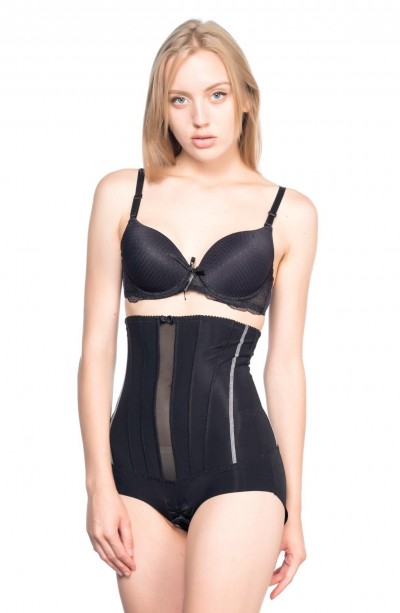 SİYAH MI Emay 2886 Yüksek Bel Tül Slip Lazer Korse