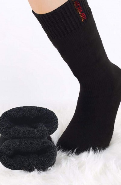 Siyah Termal Kalın Kışlık Havlu Çorap Erkek Kadın Unisex Pamuk