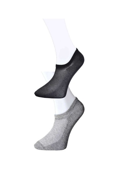 Siyah ve Gri Erkek Görünmez Çorap 6 çift