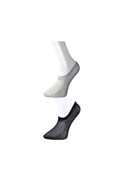 Siyah ve Gri Kadın Görünmez Çorap 3 çift