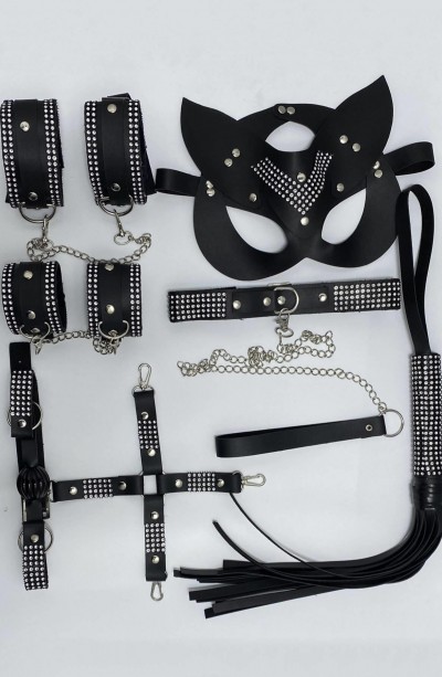 Taşlı Harness Deri Üstüne İşlemeli Kople Set 700942