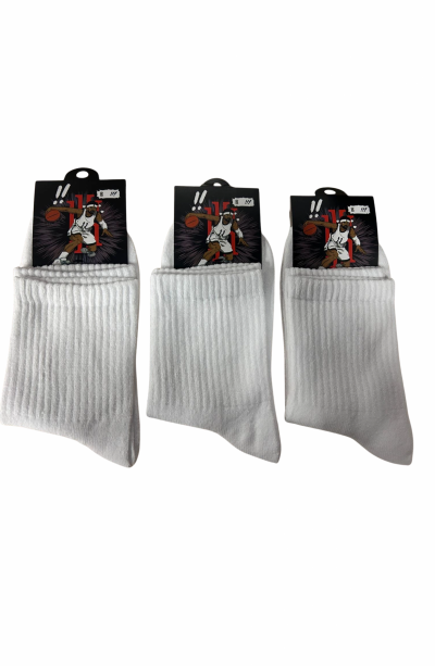 Yalıncak Uzun Konç Kolej Çorap  Beyaz Desensiz 6 Adet