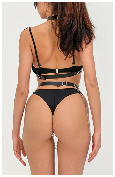 Zincirli Deri Sexi Harness Takım 800176